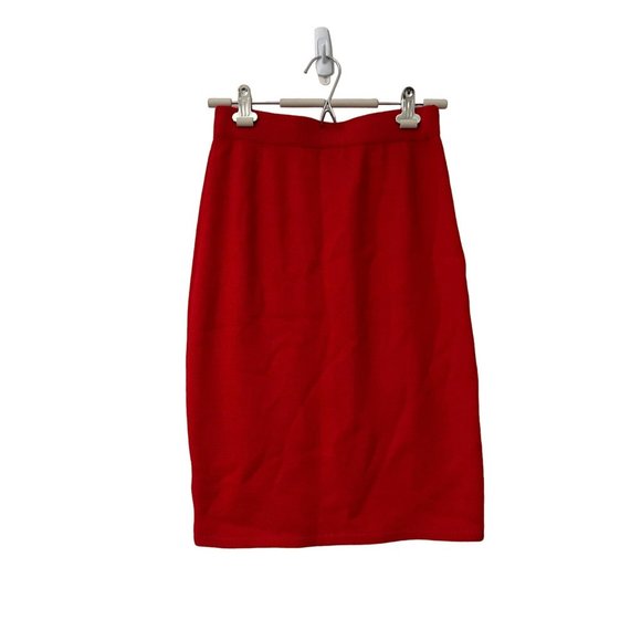 St John Womens Red Santana Knit Career Pencil Pull On Skirt Size 6 - Picture 4 of 4